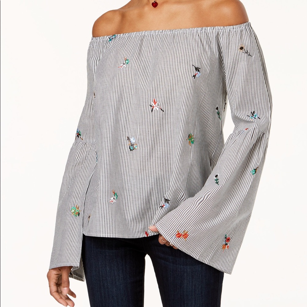 Gypsies & Moondust Embroidered off the should top